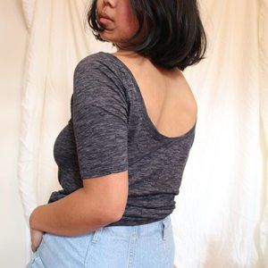 Grey Scoop Back Shirt